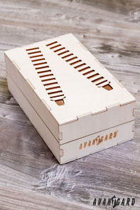 Šle Y s koženým středem a zapínáním na klipy - 35 mm - v dřevěné dárkové krabičce 876-2305