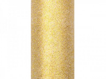 Tyl s lurexem, zlatý, 15cm/9m