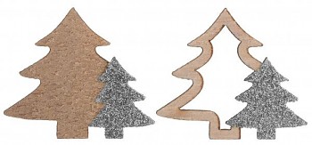Vánoční stromečky stříbrné 10 ks, 4 x 3,5 cm 731287882