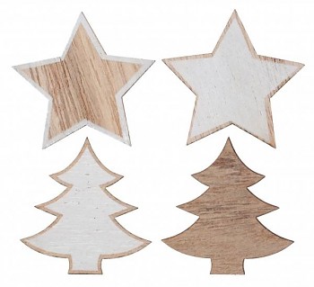 Dřevěná dekorace - strom, hvězda, 12ks 731287965