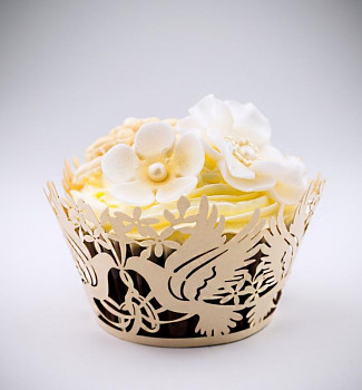 Košíčky na cupcake zlaté holubice, 12 ks 731301087