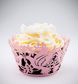 Košíčky na cupcake růžové holubice, 12 ks 731301088