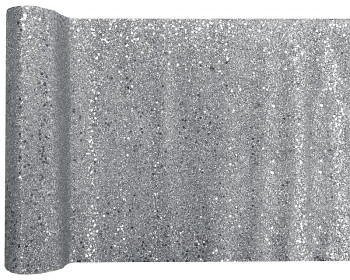 Glitrová stolová šerpa stříbrná, 28 cm x 3 m 731335615
