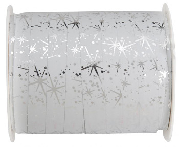 Metalická bílá stuha - Hvězdy, 10 mm x 25 m 731339407