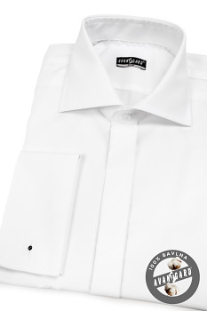 Pánská košile SLIM s krytou légou a dvojitými manžetami na manžetové knoflíčky 110-01