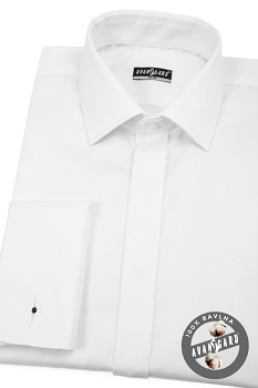 Pánská košile SLIM s krytou légou a dvojitými manžetami na manžetové knoflíčky 133-91