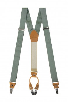 Látkové šle Y s koženým středem a zapínáním na klipy - 35 mm - v dárkovém balení 880-2252569