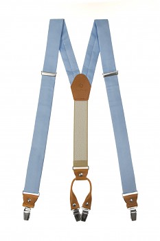 Látkové šle Y s koženým středem a zapínáním na klipy - 35 mm - v dárkovém balení 880-2244369