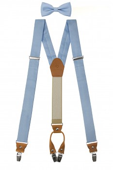 Set Látkové šle Y s koženým středem a zapínáním na klipy - 35 mm, motýlek a kapesníček 886-2244369