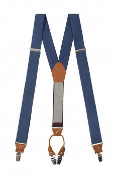 Látkové šle Y s koženým středem a zapínáním na klipy - 35 mm - v dárkovém balení 880-310669