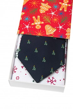 Vánoční dárkový set - Kravata LUX s kapesníčkem v papírové krabičce 919-81457