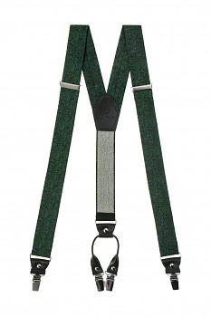 Látkové šle Y s koženým středem a zapínáním na klipy - 35 mm - v dárkovém balení 880-2262023