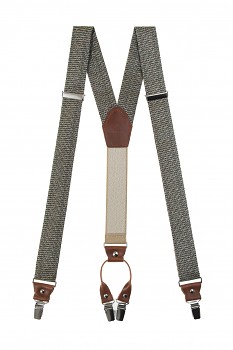 Látkové šle Y s koženým středem a zapínáním na klipy - 35 mm - v dárkovém balení 880-2261963