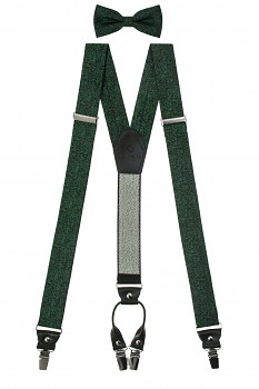 Set Látkové šle Y s koženým středem a zapínáním na klipy - 35 mm, motýlek a kapesníček 886-2262023