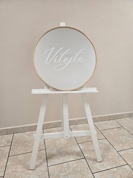 Kulaté svatební zrcadlo "Vítejte"