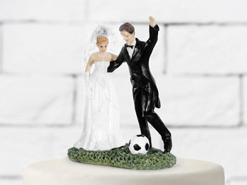 Svatební figurky ženich a nevěsta - fotbal