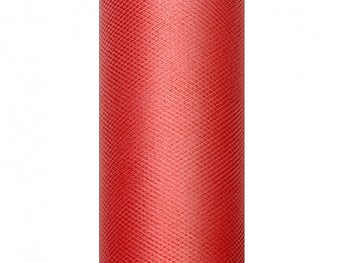 Tyl v roli, červený, šířka 15 cm, návin 9 m